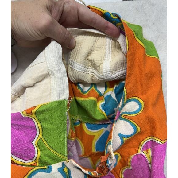 Vintage 60s Dress Malihini Hawaii Designer Collection Maxi Floral Hot Neon - Picture 14 of 15